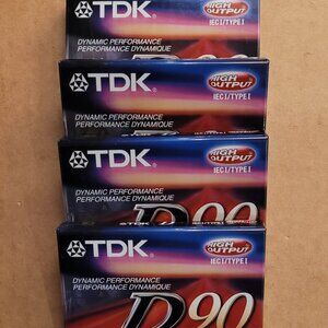 Four TDK D90 High Output IEC1/Type1 Audio Tapes